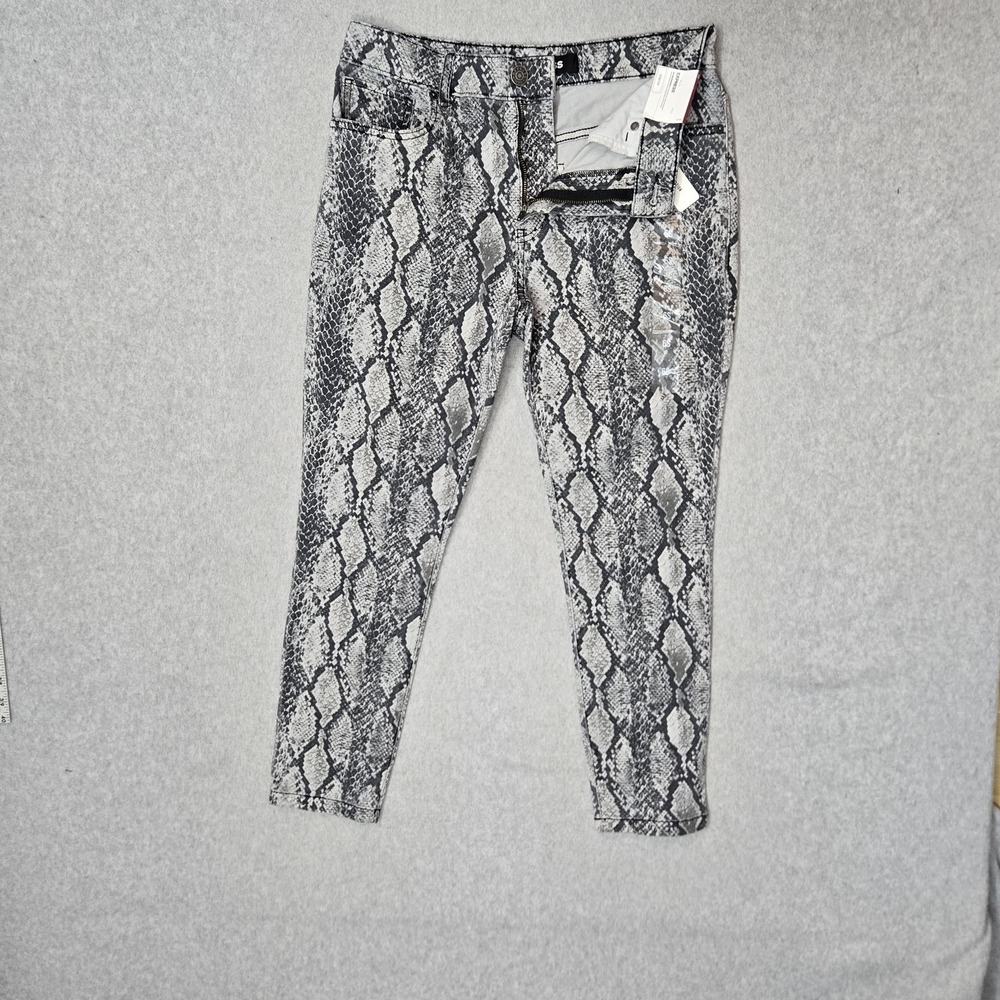 Express Women Jeans 6S / 6C Gray Denim Pants Snakeskin Print Ankle NWT